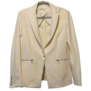 Veronica Beard Scuba Blazer Jacket Zip Pockets Size 12